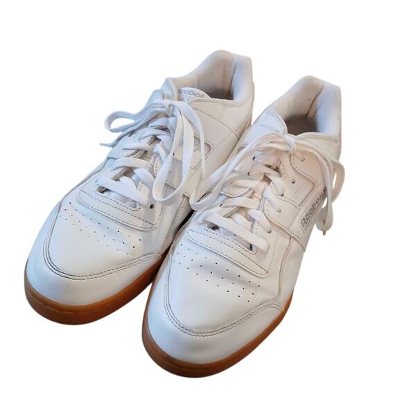 Reebok Other - Reebok Workout Plus Full Grain Leather Men's Sneakers White Gum US Sz 10.5 READ